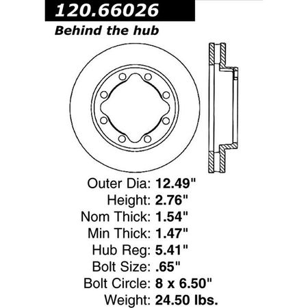 CENTRIC PARTS Premium Brake Rotor, 120.66026 120.66026